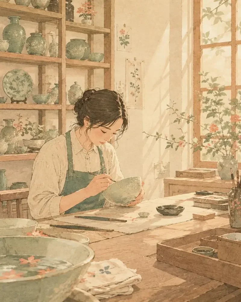 青瓷记 短剧封面插画，古风绮梦 题材，共 30 集