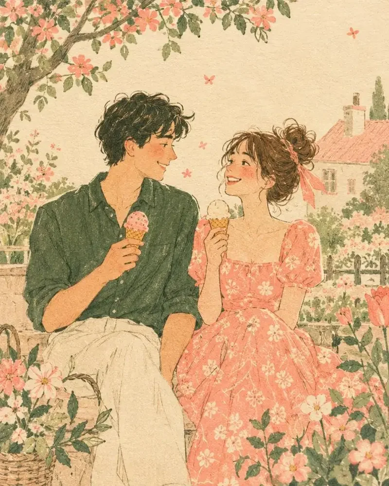 珊瑚色的告白 短剧封面插画